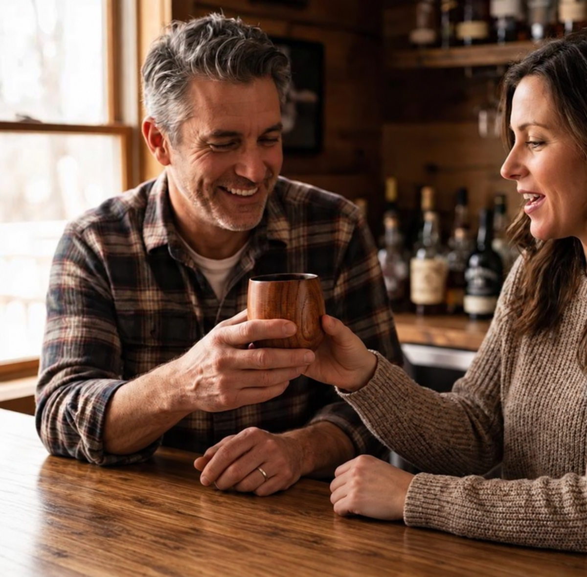 Auvra Oak Wooden Whiskey & Bourbon Glass