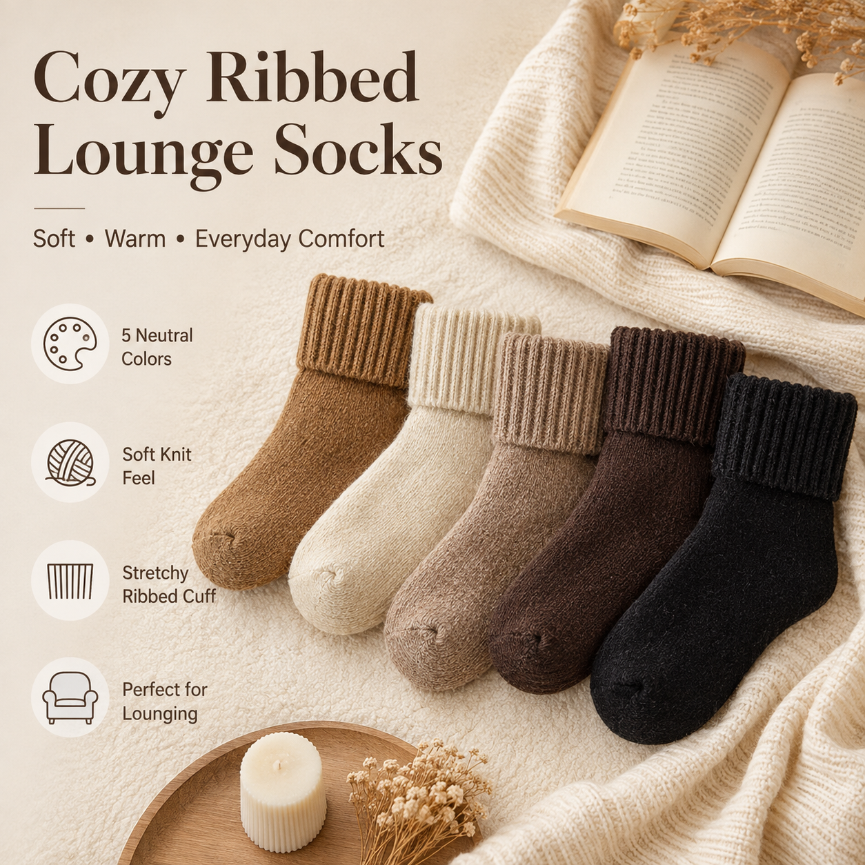 Auvra™ Cozy Ribbed Lounge Socks