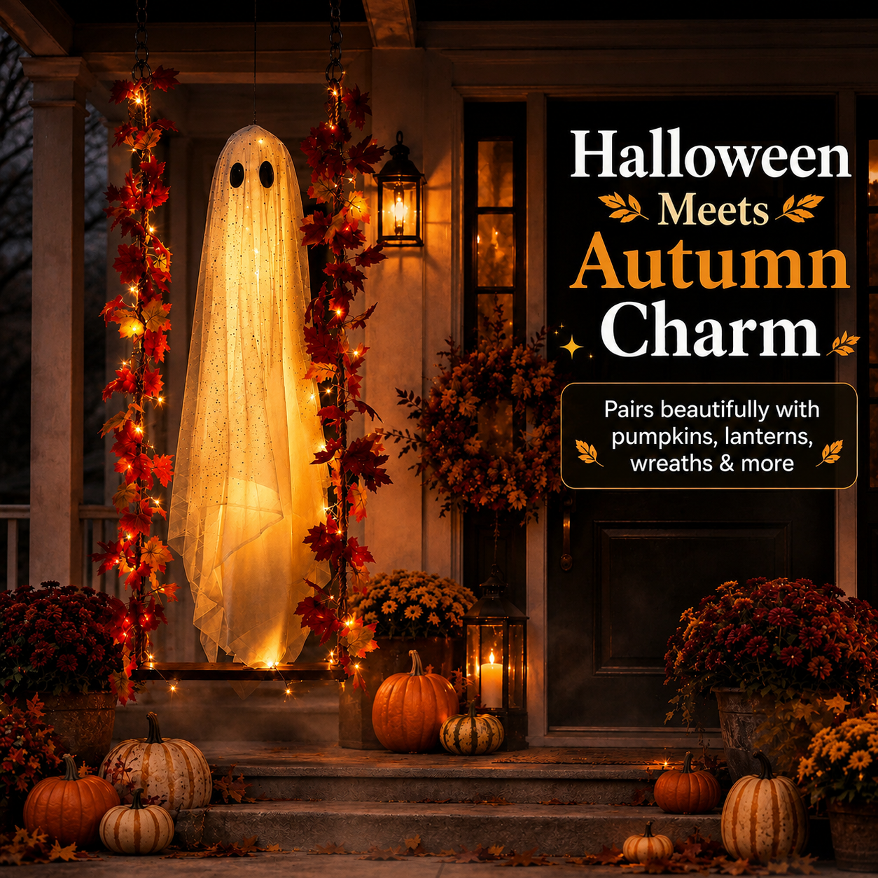 Light up - Swinging Ghost Halloween Decoration