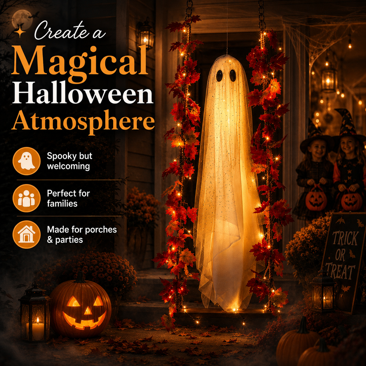 Light up - Swinging Ghost Halloween Decoration