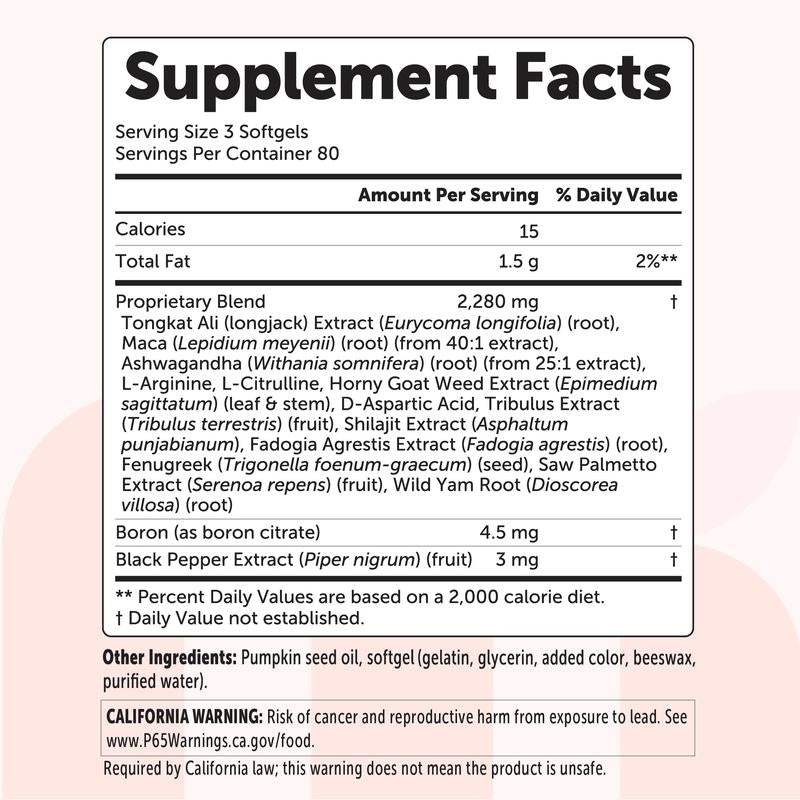 Testosterone+ Advanced 15-in-1 with Pumpkin Seed Oil 240 Softgels