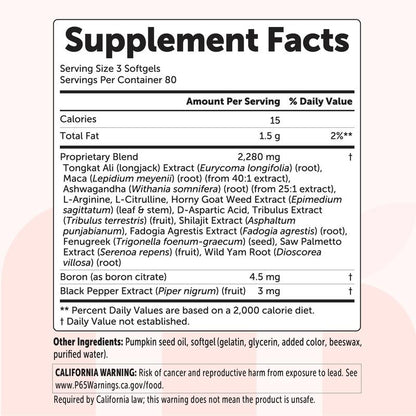 Testosterone+ Advanced 15-in-1 with Pumpkin Seed Oil 240 Softgels